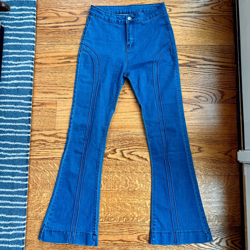 Vintage Look Blue Flared Jeans